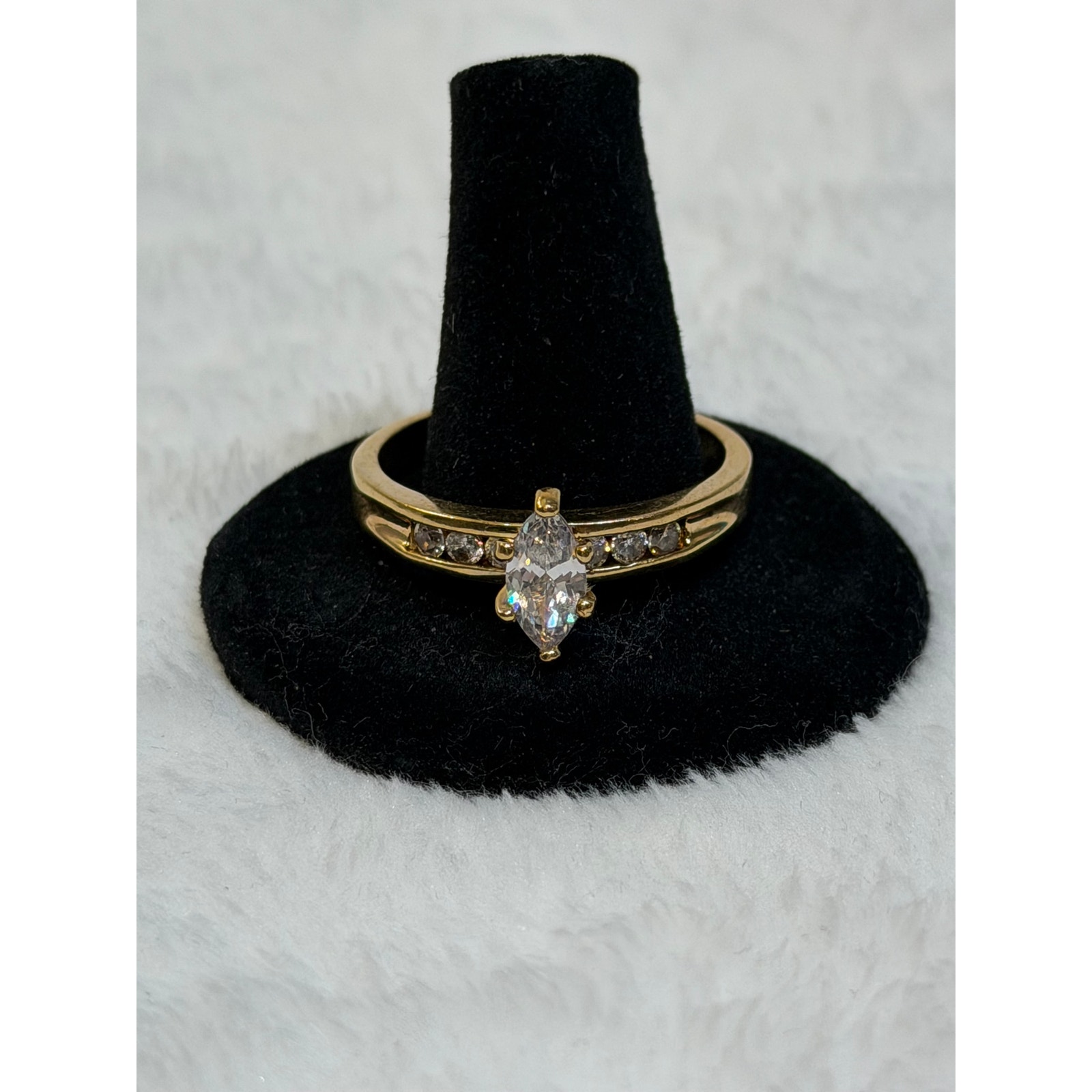 Vintage Goldplated Marquis Cut Cz Ring  Seta